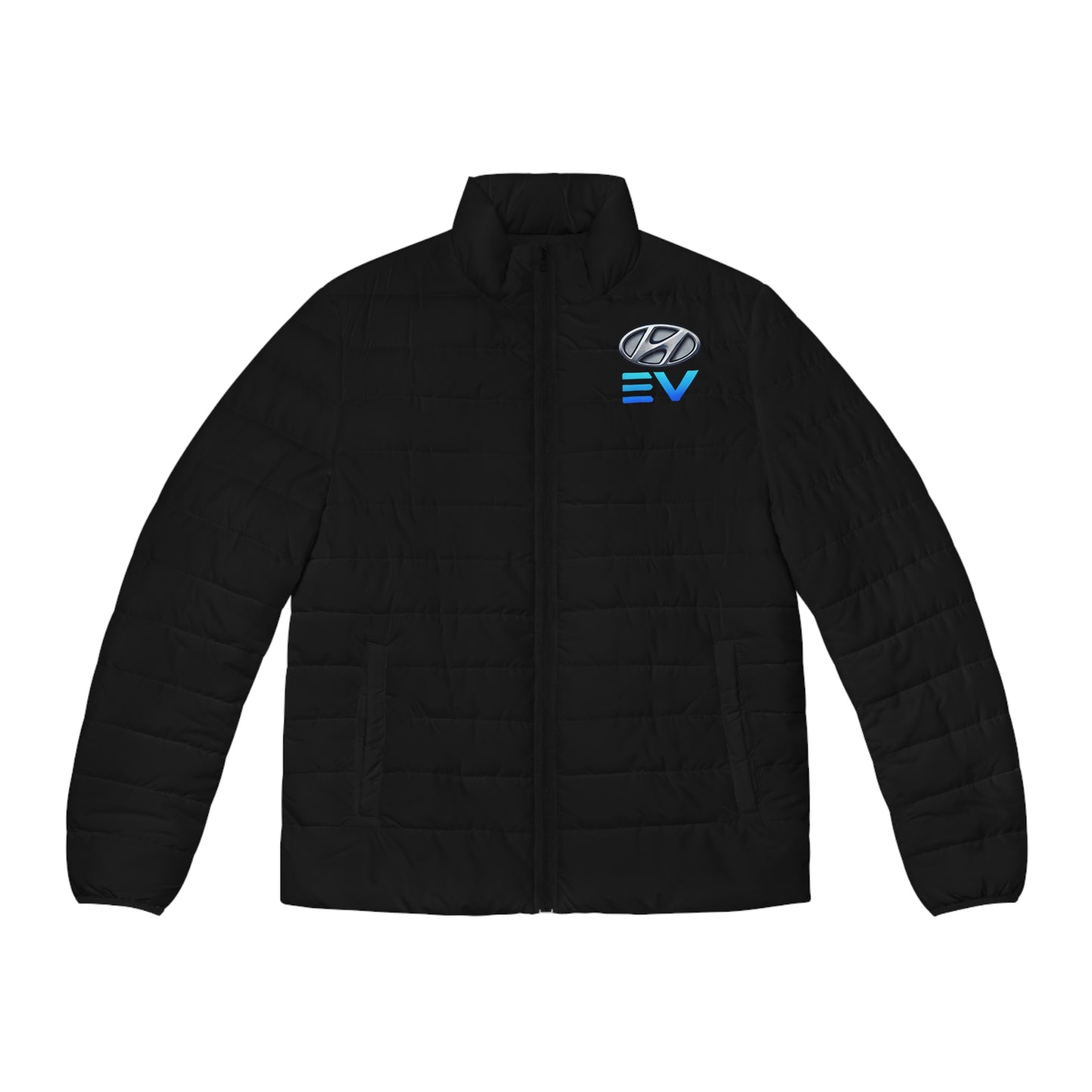 Black EV Logo Men's Puffer Jacket – Lightweight Electric Vehicle Insulated Coat