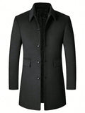 Tech Threads City Overcoat — men's black premium wool blend urban overcoat for modern professionals