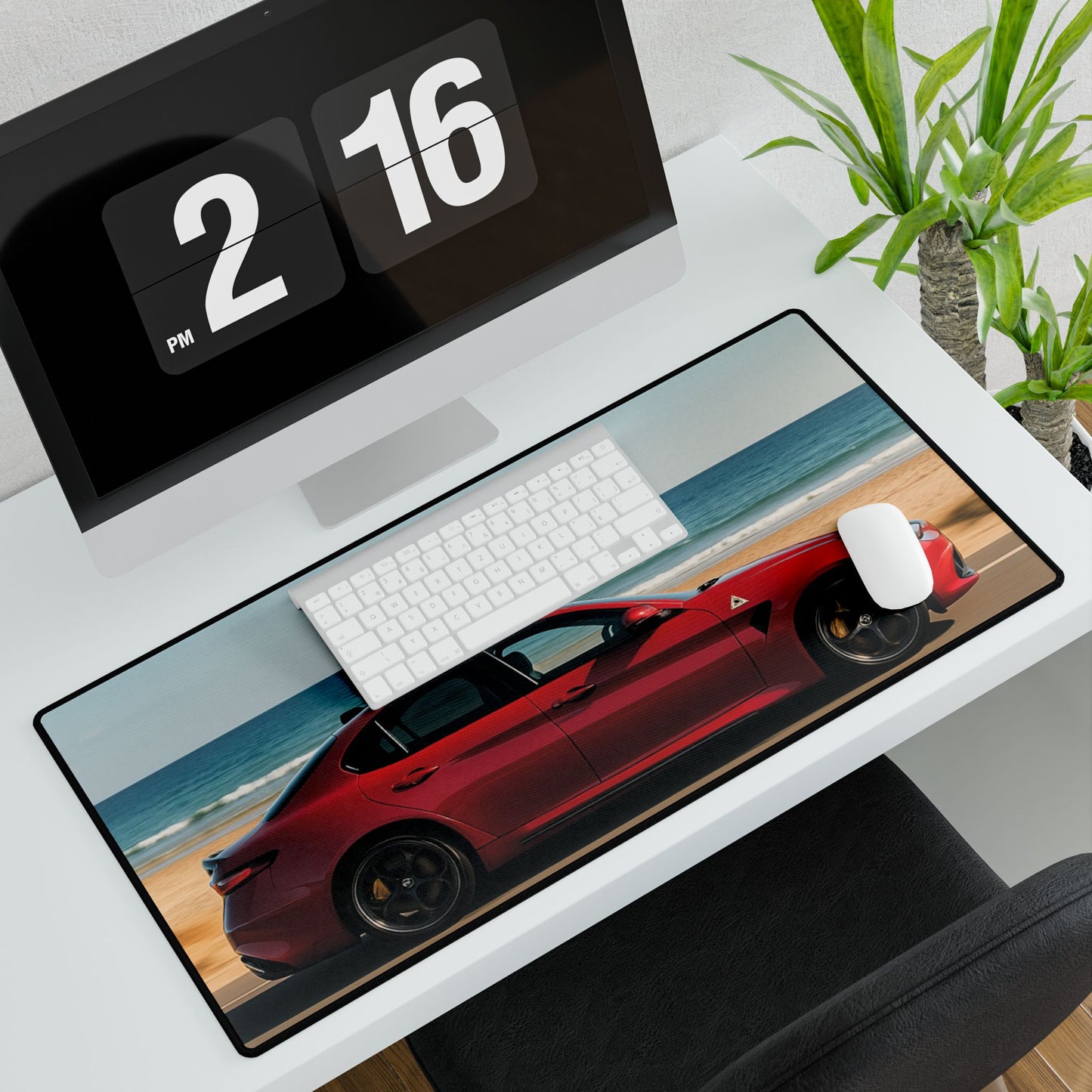 Alfa Romeo Quadrifolio Themed Desk Mat, Office Decor, Gaming Mouse Pad, Work from Home, Gift for Car Enthusiasts