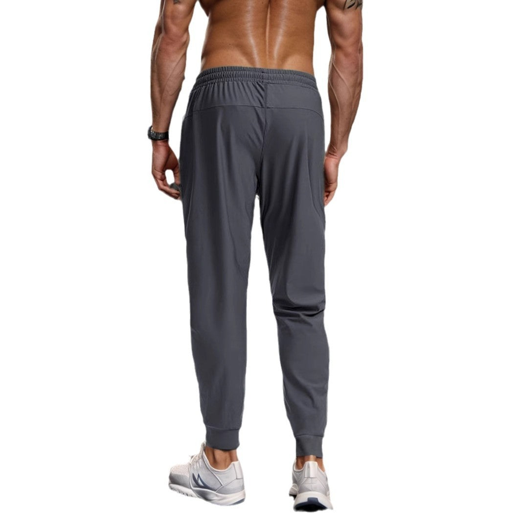 Men's Running Pants Ice Silk Summer Quick-drying Training Fitness Zipper Dungarees