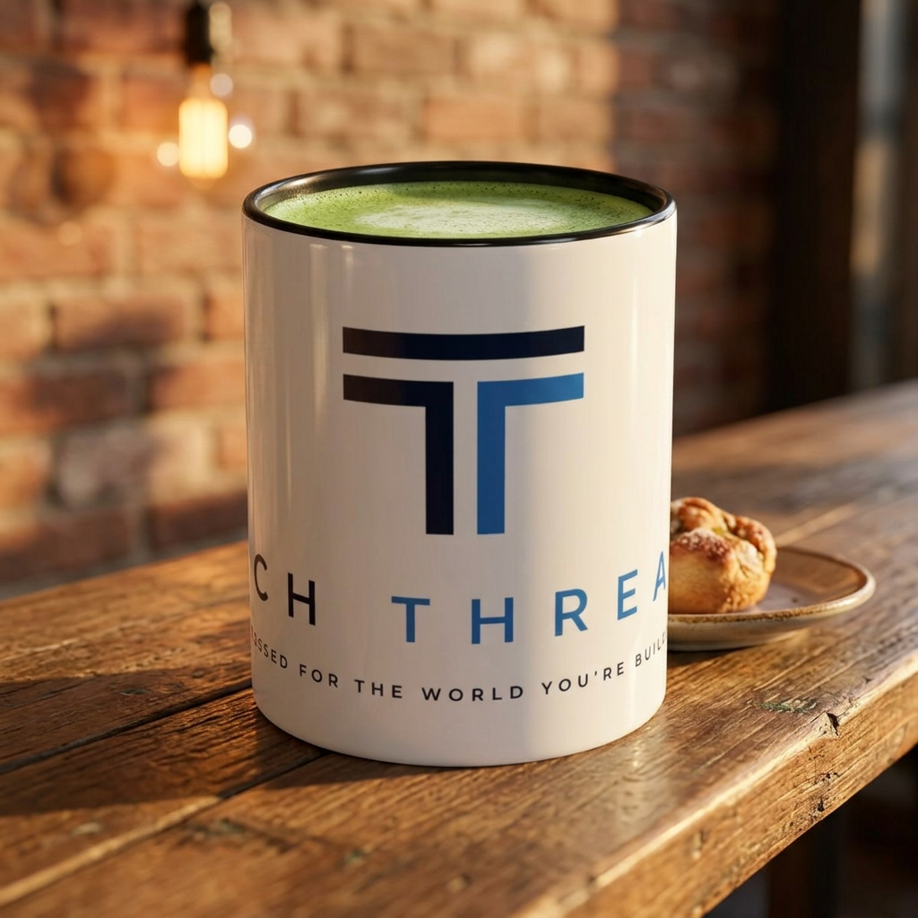 Tech Threads Logo Accent Coffee Mug – Branded Ceramic 11/15oz