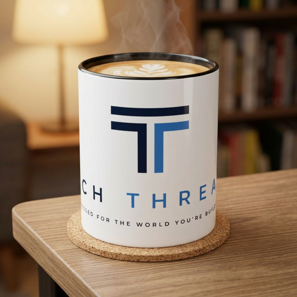 Tech Threads Logo Accent Coffee Mug – Branded Ceramic 11/15oz