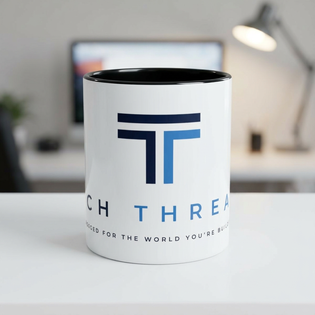 Tech Threads Logo Accent Coffee Mug – Branded Ceramic 11/15oz
