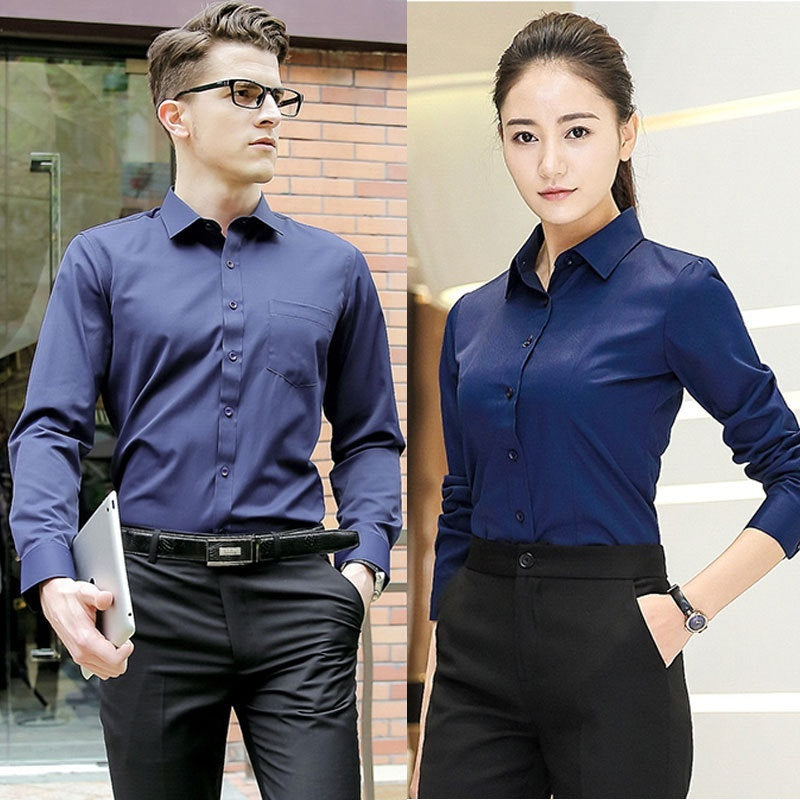 Business Slim Fit Men's And Women's Same Long-sleeved Shirt