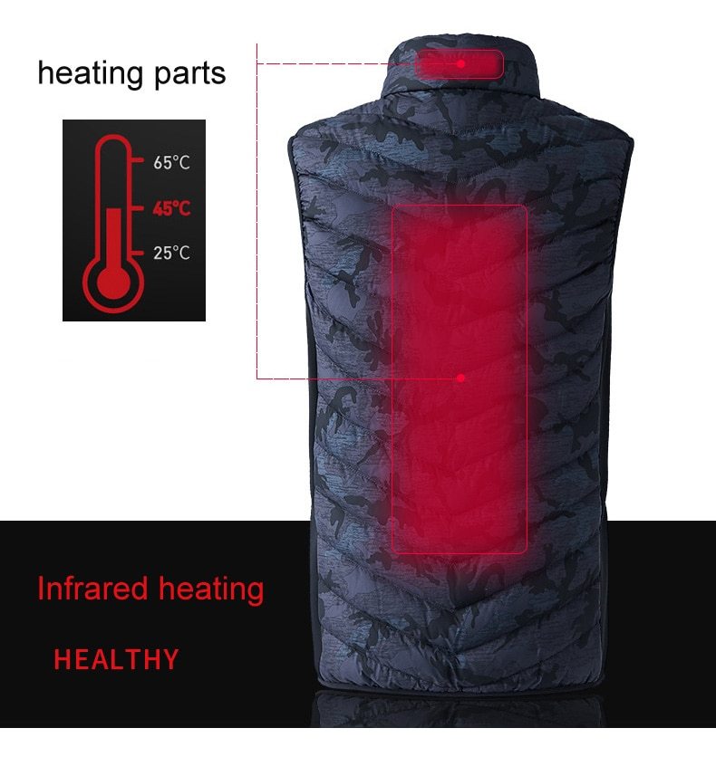 LoClimb Men's Camouflage Heated Vest Men USB Heating Sleeveless Jacket Outdoor Warm Waistcoats Ski Trekking Hiking Vests