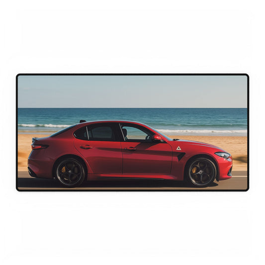 Alfa Romeo Quadrifolio Themed Desk Mat, Office Decor, Gaming Mouse Pad, Work from Home, Gift for Car Enthusiasts
