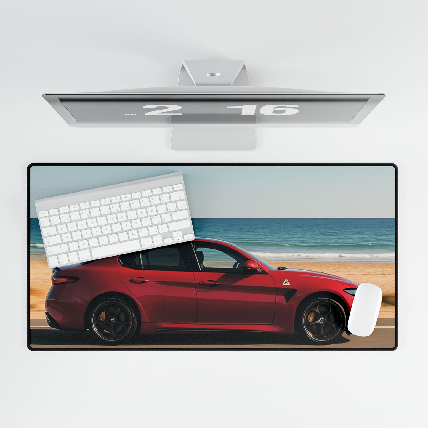 Alfa Romeo Quadrifolio Themed Desk Mat, Office Decor, Gaming Mouse Pad, Work from Home, Gift for Car Enthusiasts