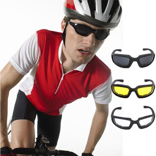 Pair Motorcycle Sports Padded Biker Riding Glasses Wind Resistant Sunglasses