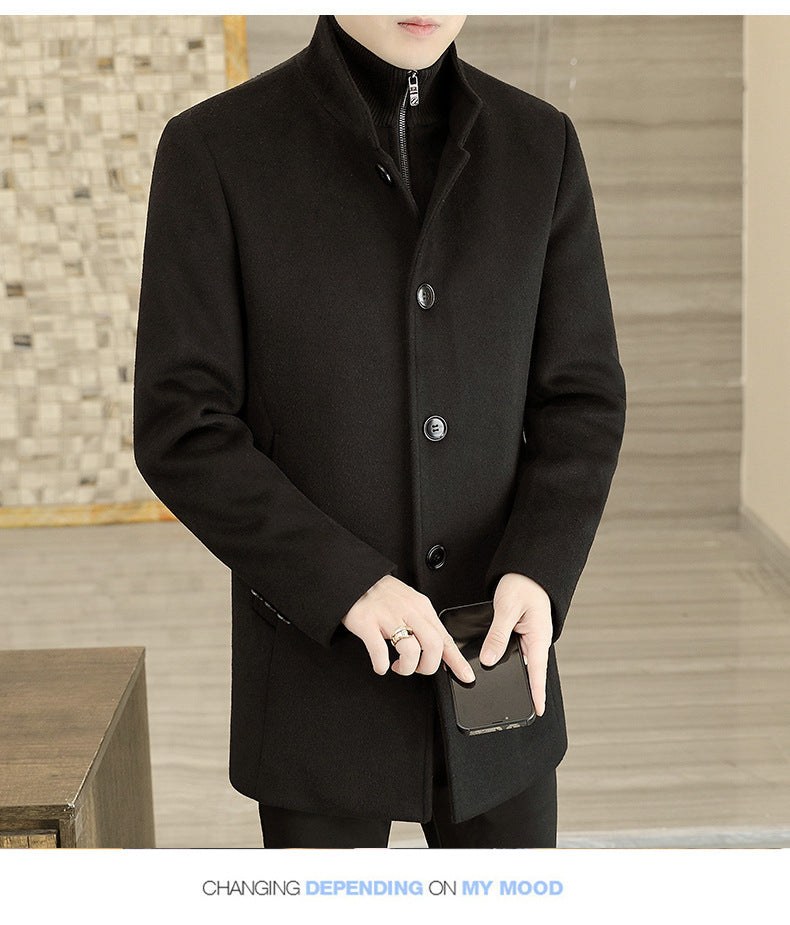 Winter Mid-length Men's Thickened Woolen Coat