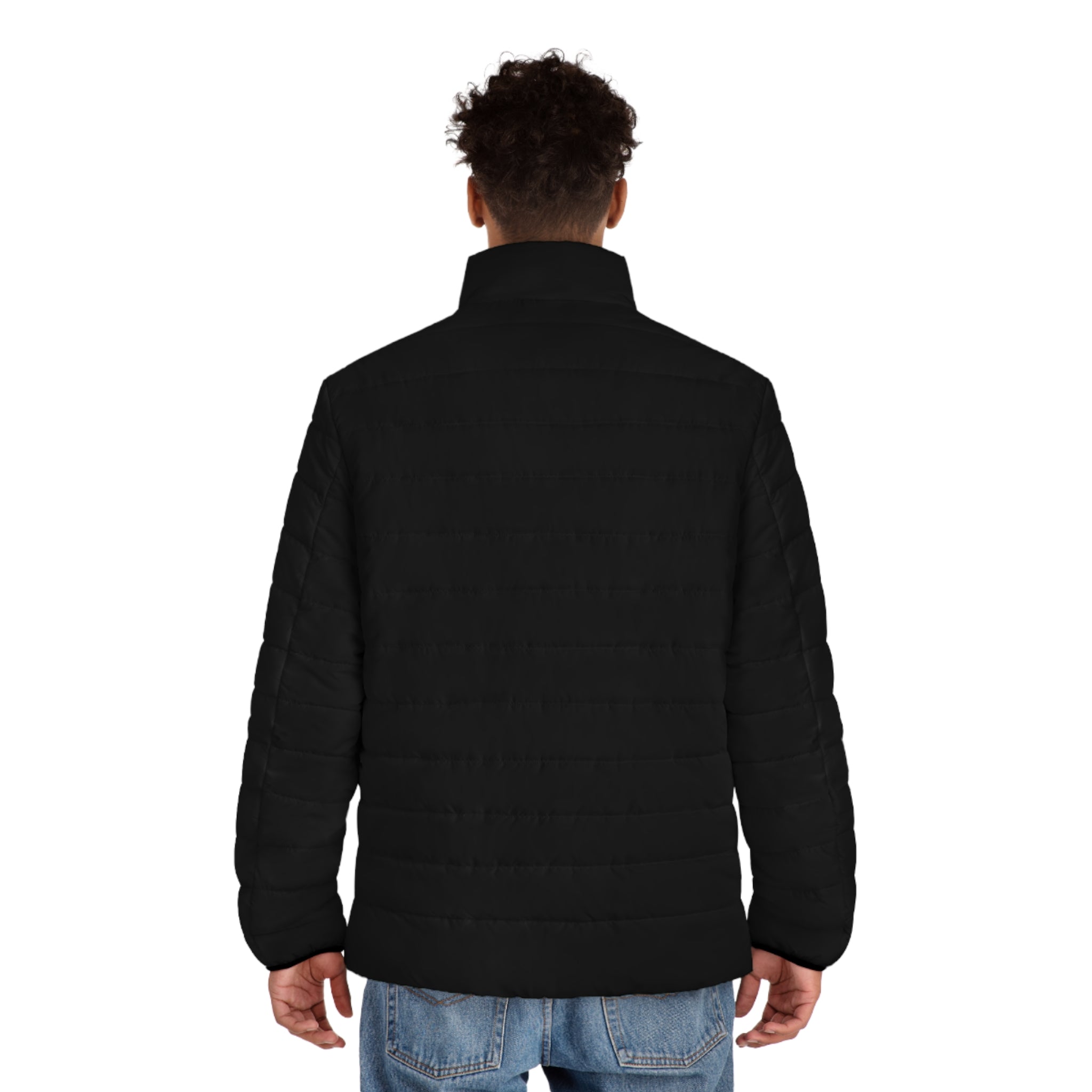Black EV Logo Men's Puffer Jacket – Lightweight Electric Vehicle Insulated Coat