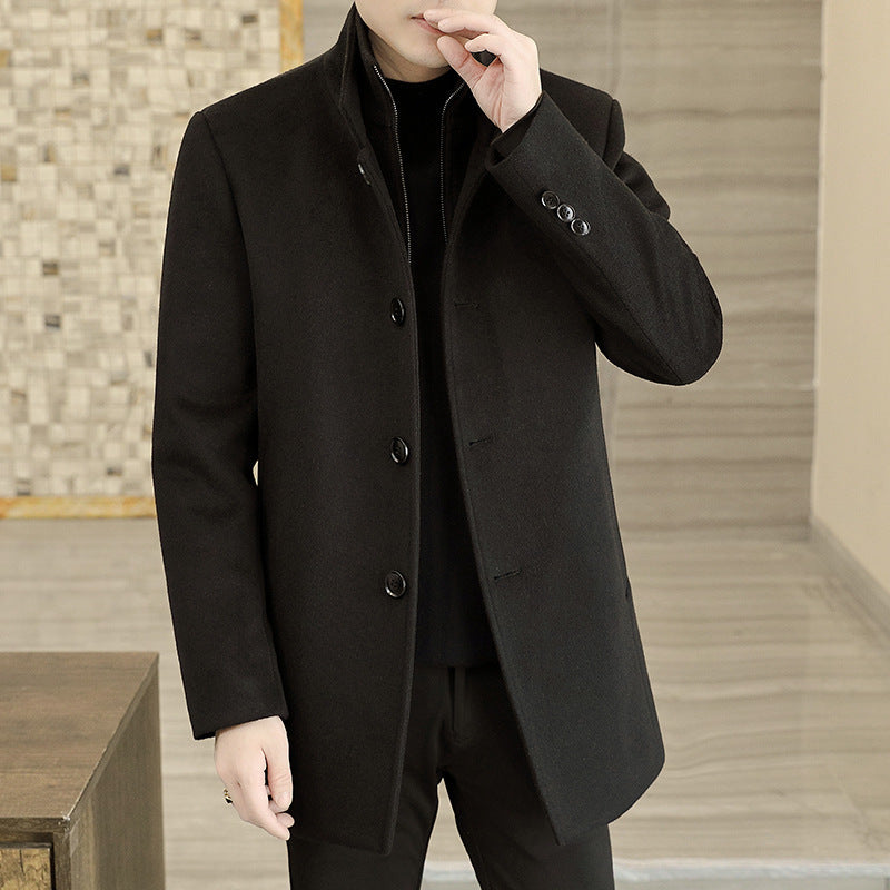 Winter Mid-length Men's Thickened Woolen Coat