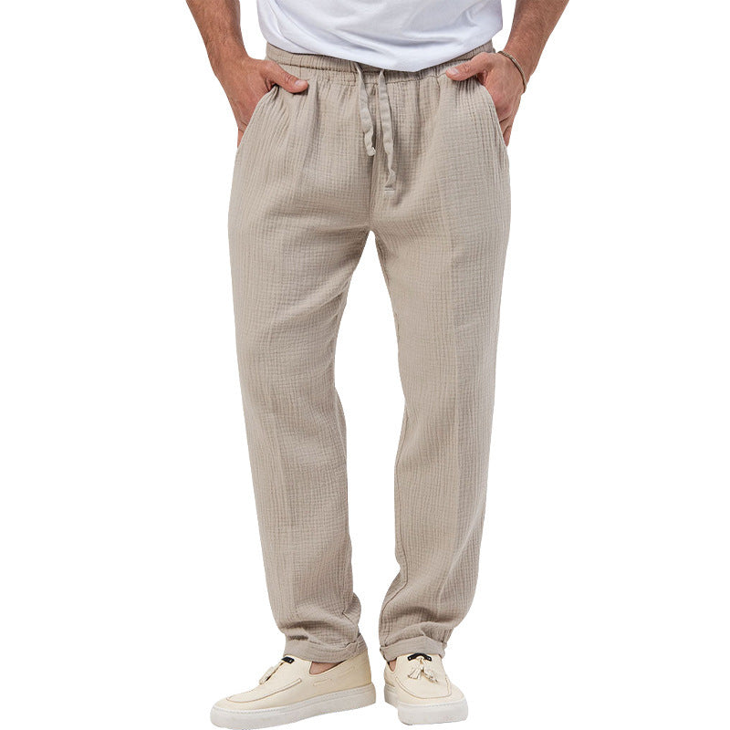 Summer Men's Breathable Solid Color Trousers Plus Size Loose Casual Pants