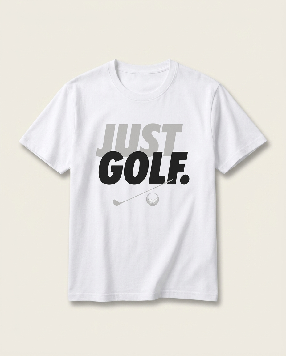 JUST GOLF Graphic Tee - luxury flat lay
