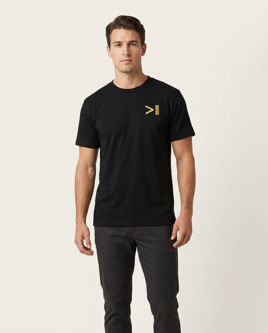 goldbar tee - luxury on-model studio shot