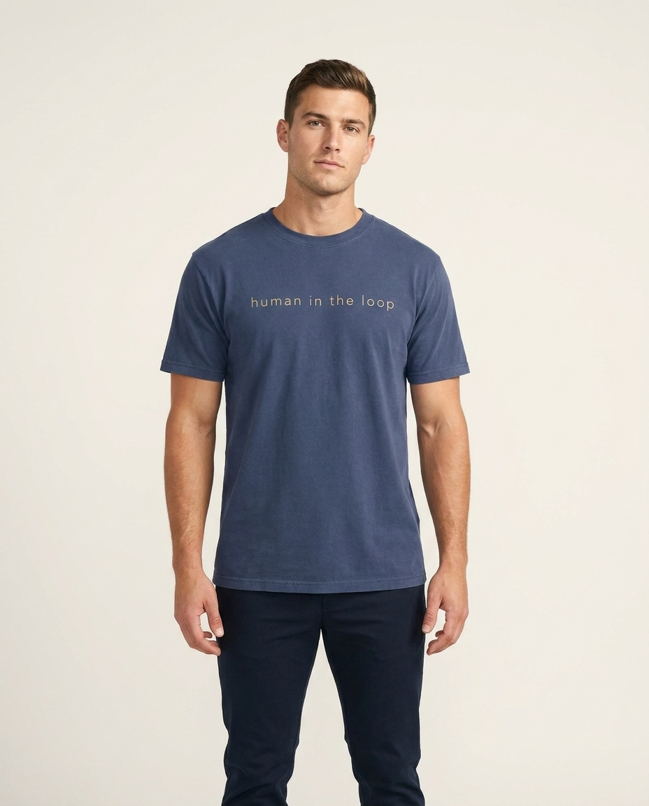 human in the loop tee - luxury on-model studio shot
