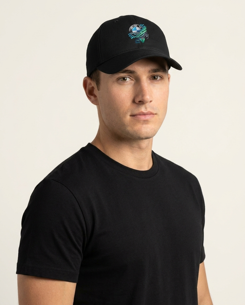 BMW EV Hat - luxury on-model studio shot