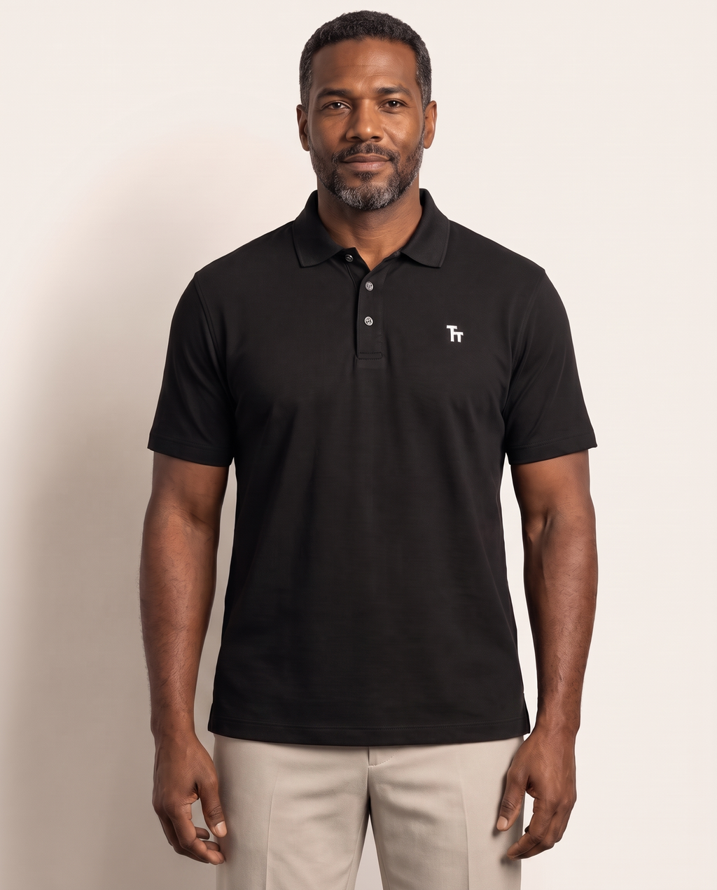 The Back Nine Polo by TechThreads, front on model