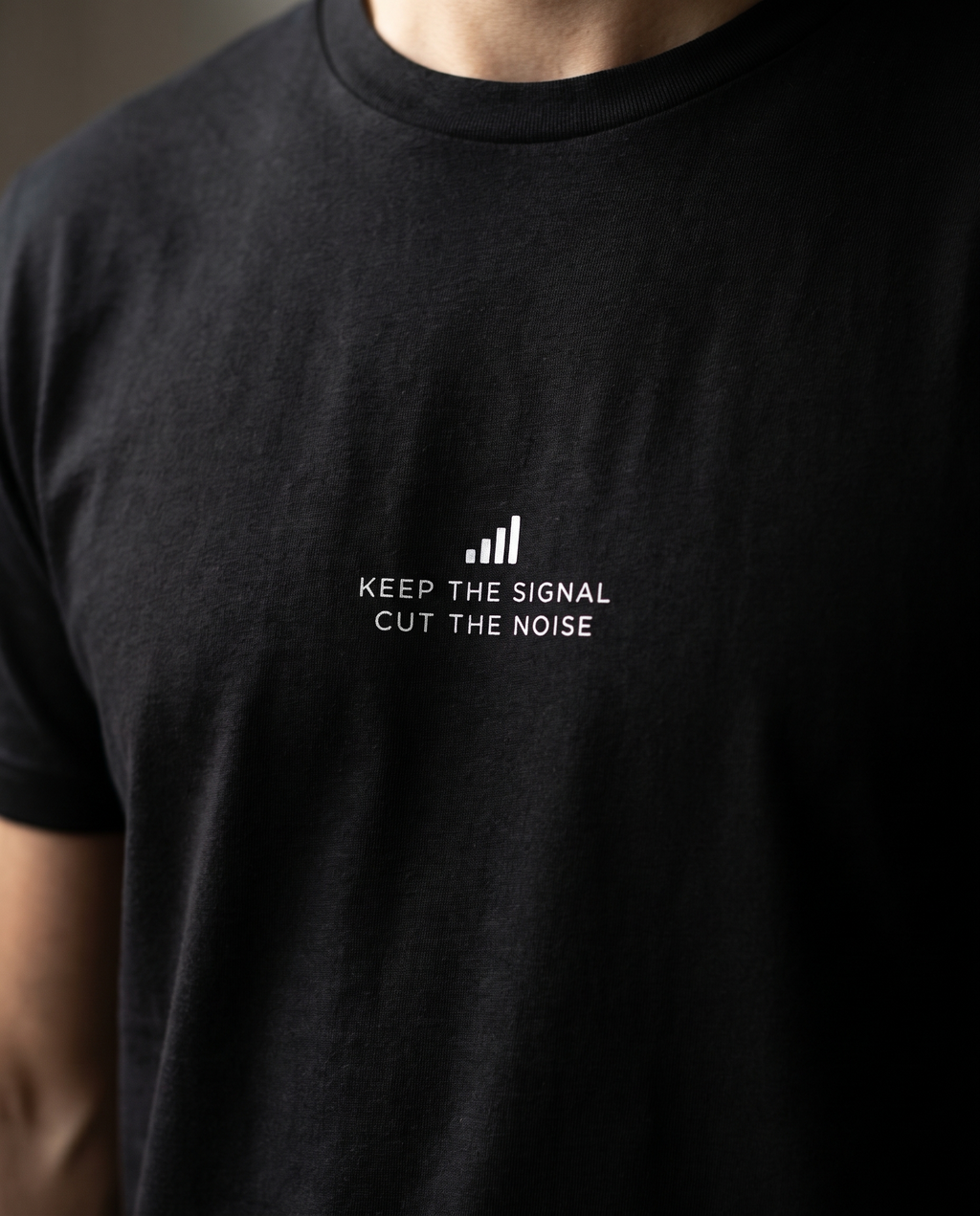 Keep the Signal Tee by TechThreads, print close-up