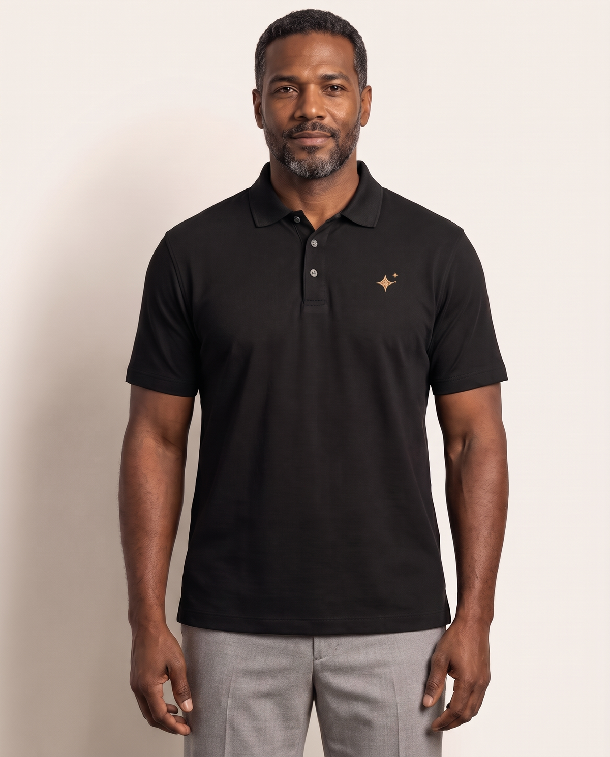 The Spark Polo by TechThreads, front on model