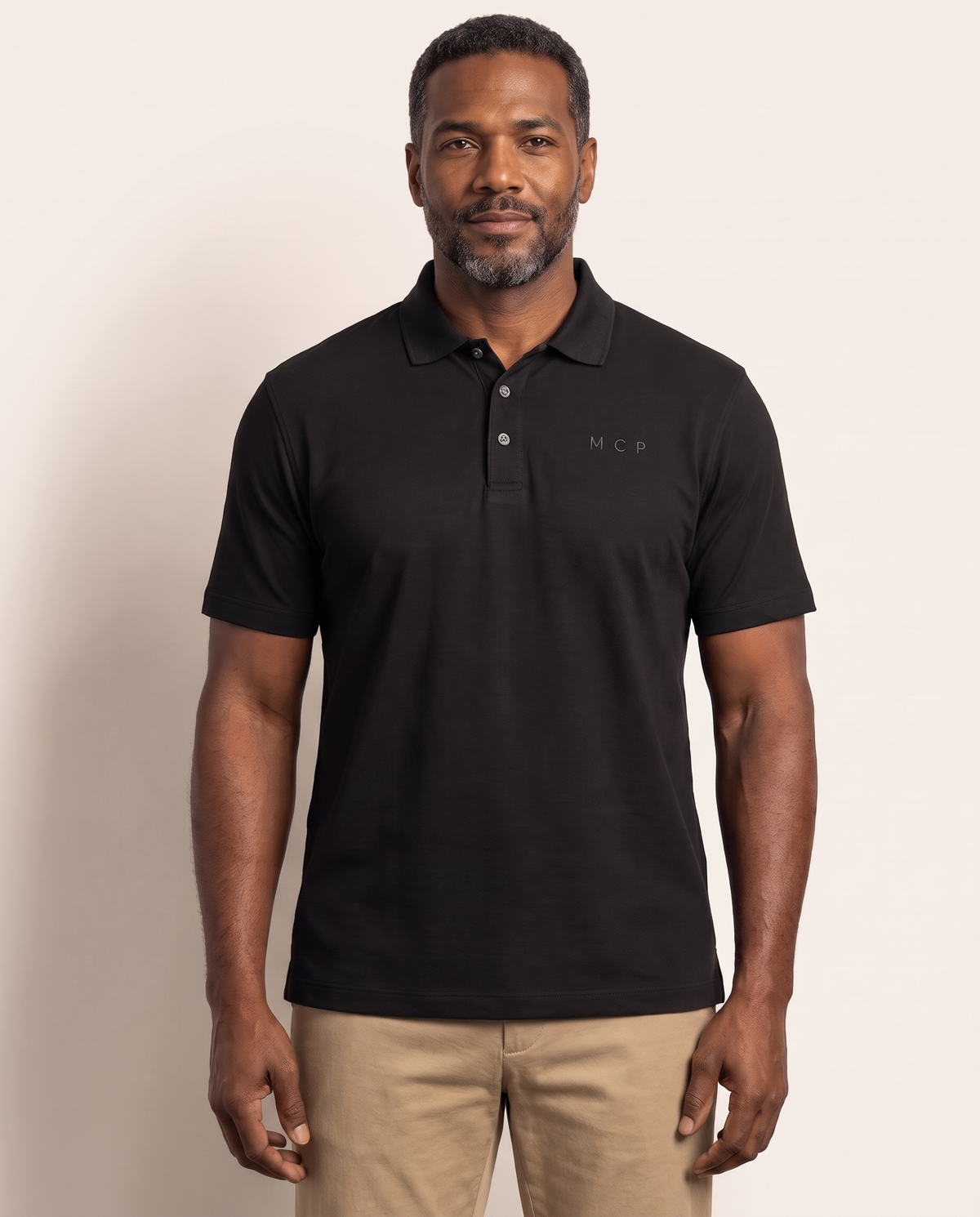 The MCP Polo by TechThreads, front on model